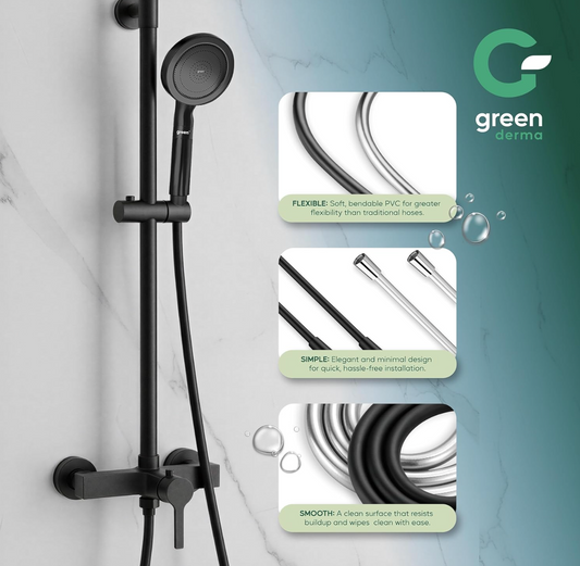 Green Derma Shower Hose — Matte Black