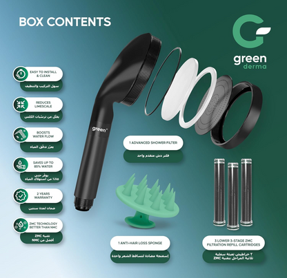 Green Derma Shower Filter — Matte Black